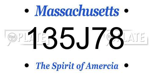 135J78 Massachusetts License Plate