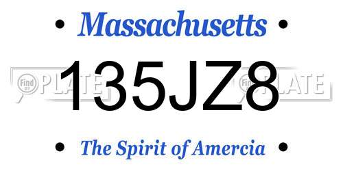 135JZ8 Massachusetts License Plate