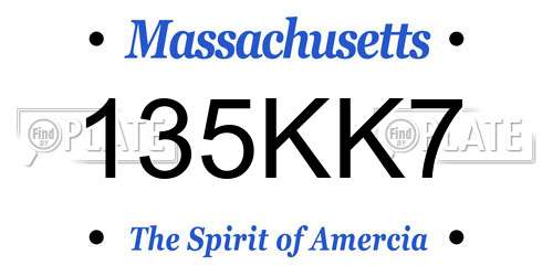 135KK7 Massachusetts License Plate