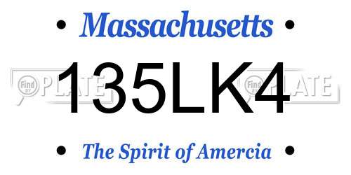 135LK4 Massachusetts License Plate