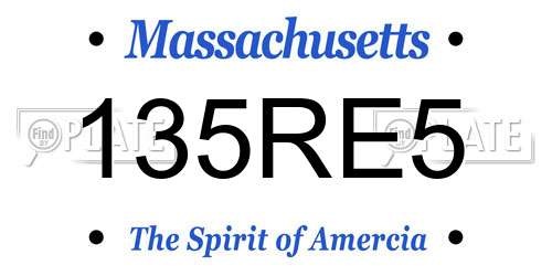 135RE5 Massachusetts License Plate
