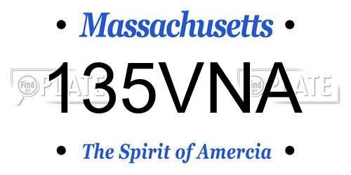 135VNA Massachusetts License Plate
