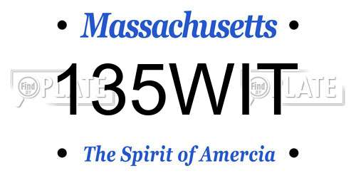 135WIT Massachusetts License Plate