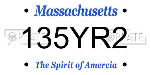 135YR2 Massachusetts License Plate