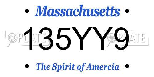 135YY9 Massachusetts License Plate