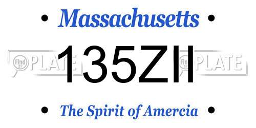 135ZII Massachusetts License Plate