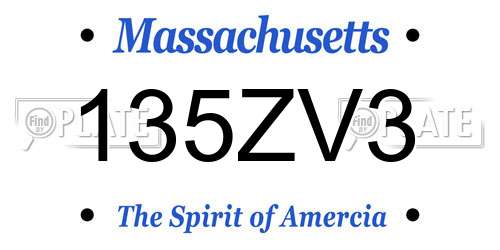 135ZV3 Massachusetts License Plate