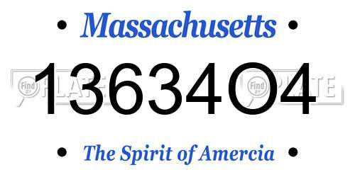 13634O4 Massachusetts License Plate