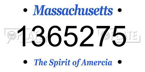 1365275 Massachusetts License Plate