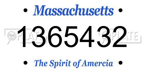 1365432 Massachusetts License Plate