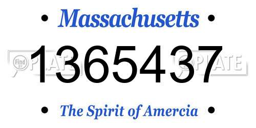 1365437 Massachusetts License Plate