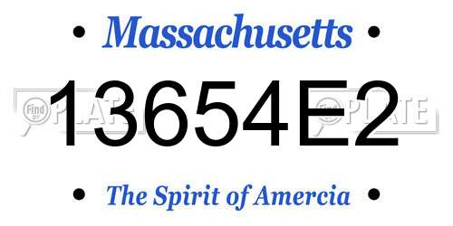 13654E2 Massachusetts License Plate