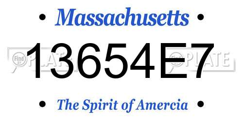 13654E7 Massachusetts License Plate