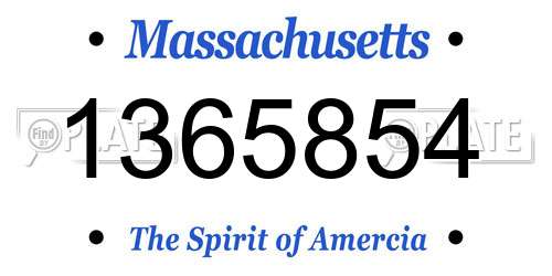 1365854 Massachusetts License Plate