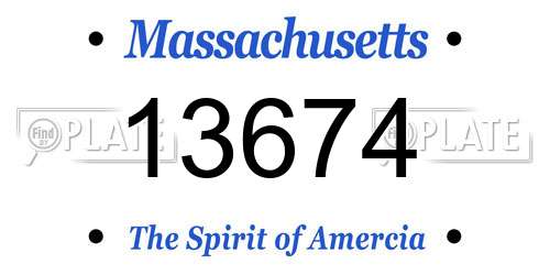 13674 Massachusetts License Plate