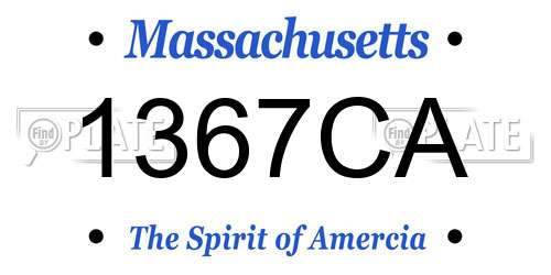 1367CA Massachusetts License Plate
