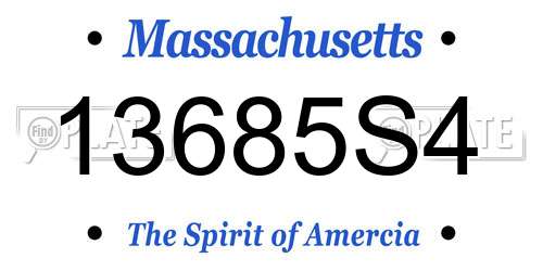 13685S4 Massachusetts License Plate