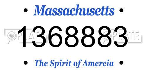 1368883 Massachusetts License Plate