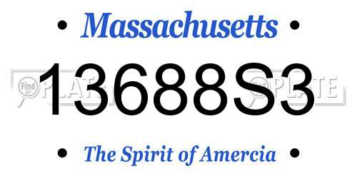 13688S3 Massachusetts License Plate