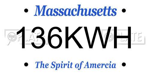 136KWH Massachusetts License Plate