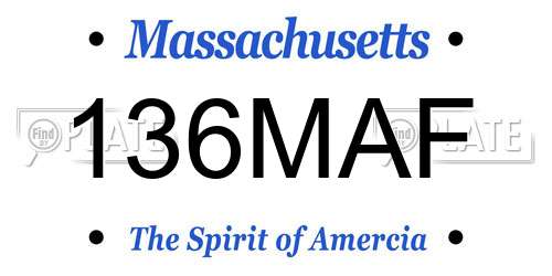 136MAF Massachusetts License Plate