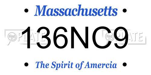 136NC9 Massachusetts License Plate