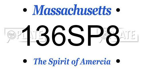 136SP8 Massachusetts License Plate
