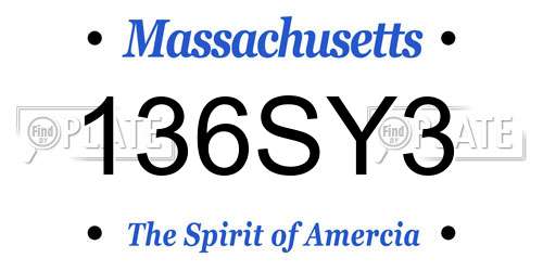 136SY3 Massachusetts License Plate