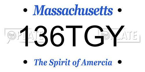 136TGY Massachusetts License Plate