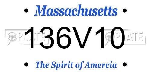 136V10 Massachusetts License Plate