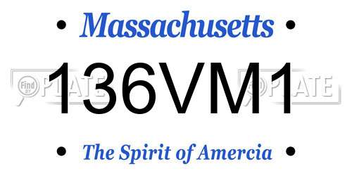 136VM1 Massachusetts License Plate