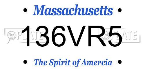 136VR5 Massachusetts License Plate