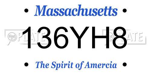 136YH8 Massachusetts License Plate