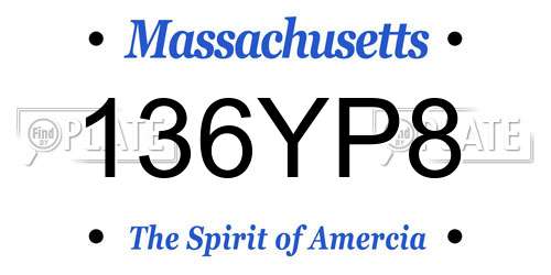 136YP8 Massachusetts License Plate