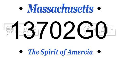 13702G0 Massachusetts License Plate