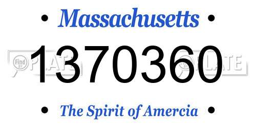1370360 Massachusetts License Plate