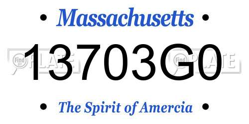 13703G0 Massachusetts License Plate