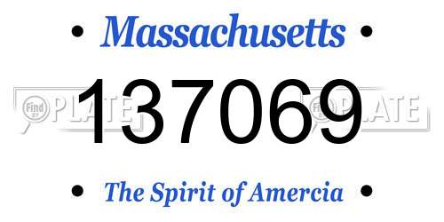 137069 Massachusetts License Plate