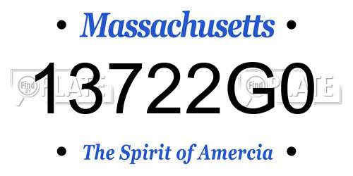 13722G0 Massachusetts License Plate