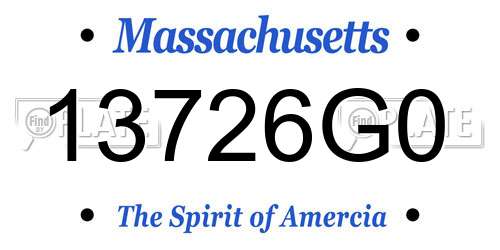13726G0 Massachusetts License Plate