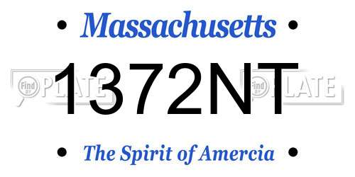 1372NT Massachusetts License Plate