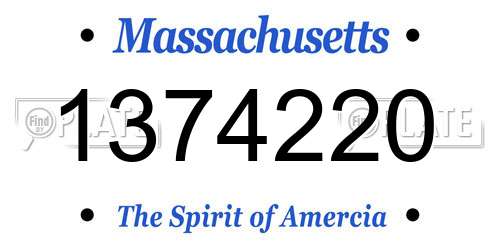 1374220 Massachusetts License Plate