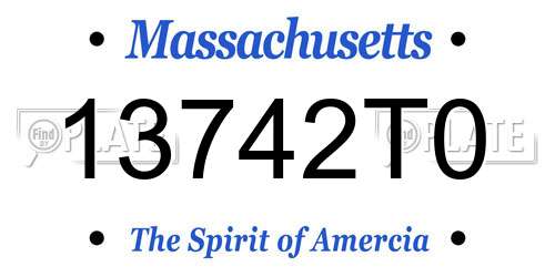 13742T0 Massachusetts License Plate