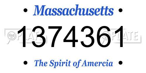 1374361 Massachusetts License Plate
