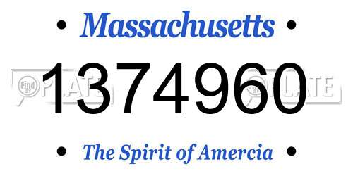 1374960 Massachusetts License Plate