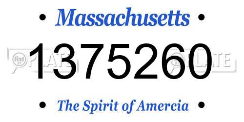 1375260 Massachusetts License Plate