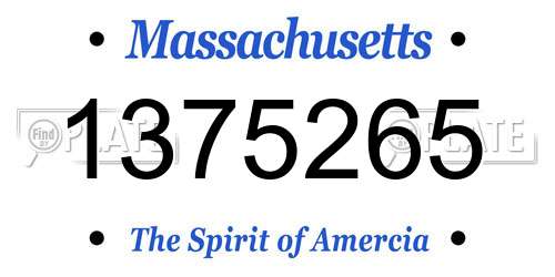 1375265 Massachusetts License Plate
