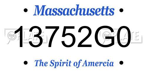 13752G0 Massachusetts License Plate