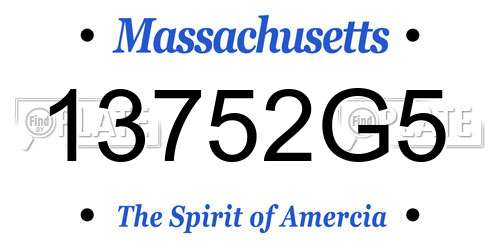 13752G5 Massachusetts License Plate