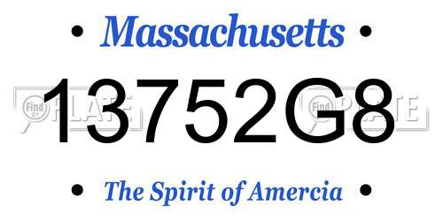13752G8 Massachusetts License Plate